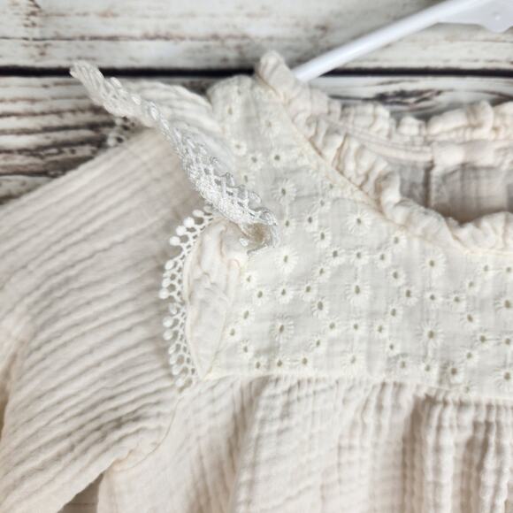 Jessica Simpson Floral Embroidery Ruffled Top Size 4T Long Sleeve Fall Winter - Picture 5 of 8